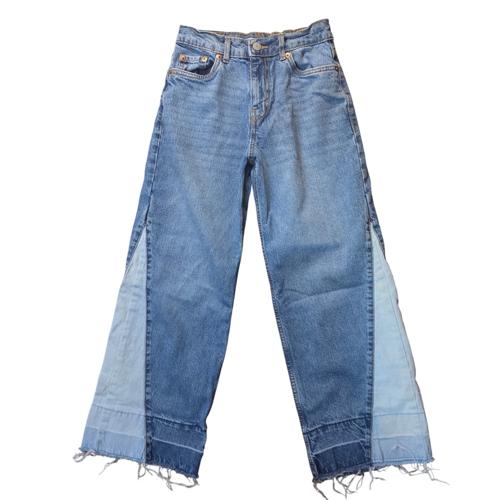 Levi's Girls High Rise Baggy Paneled Wide Leg Jeans Blue Medium Wash Size 10